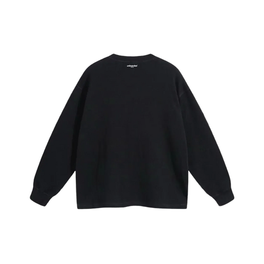 Black waffle long sleeve sweatshirt