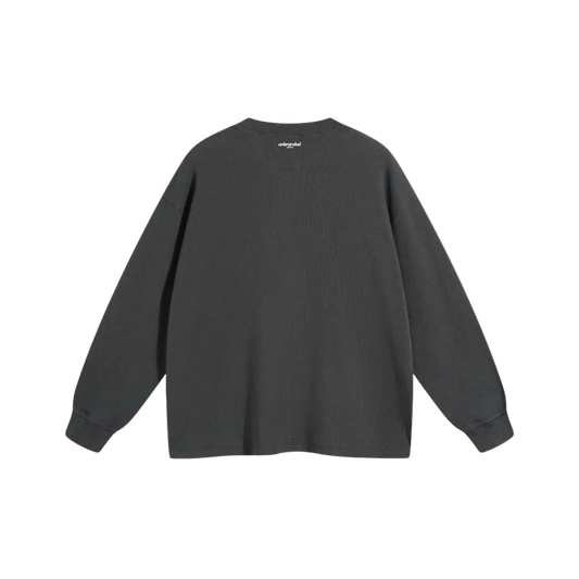 Dark grey waffle long sleeve sweatshirt