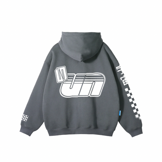 Stone grey oversized racer hoodie