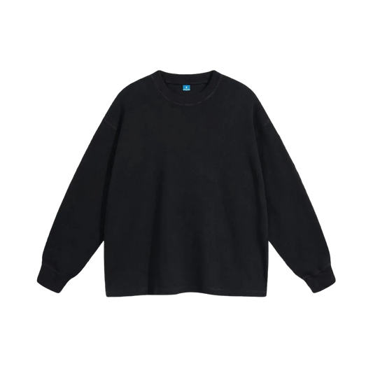 Black waffle long sleeve sweatshirt