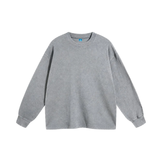 Grey waffle long sleeve sweatshirt