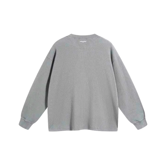 Grey waffle long sleeve sweatshirt