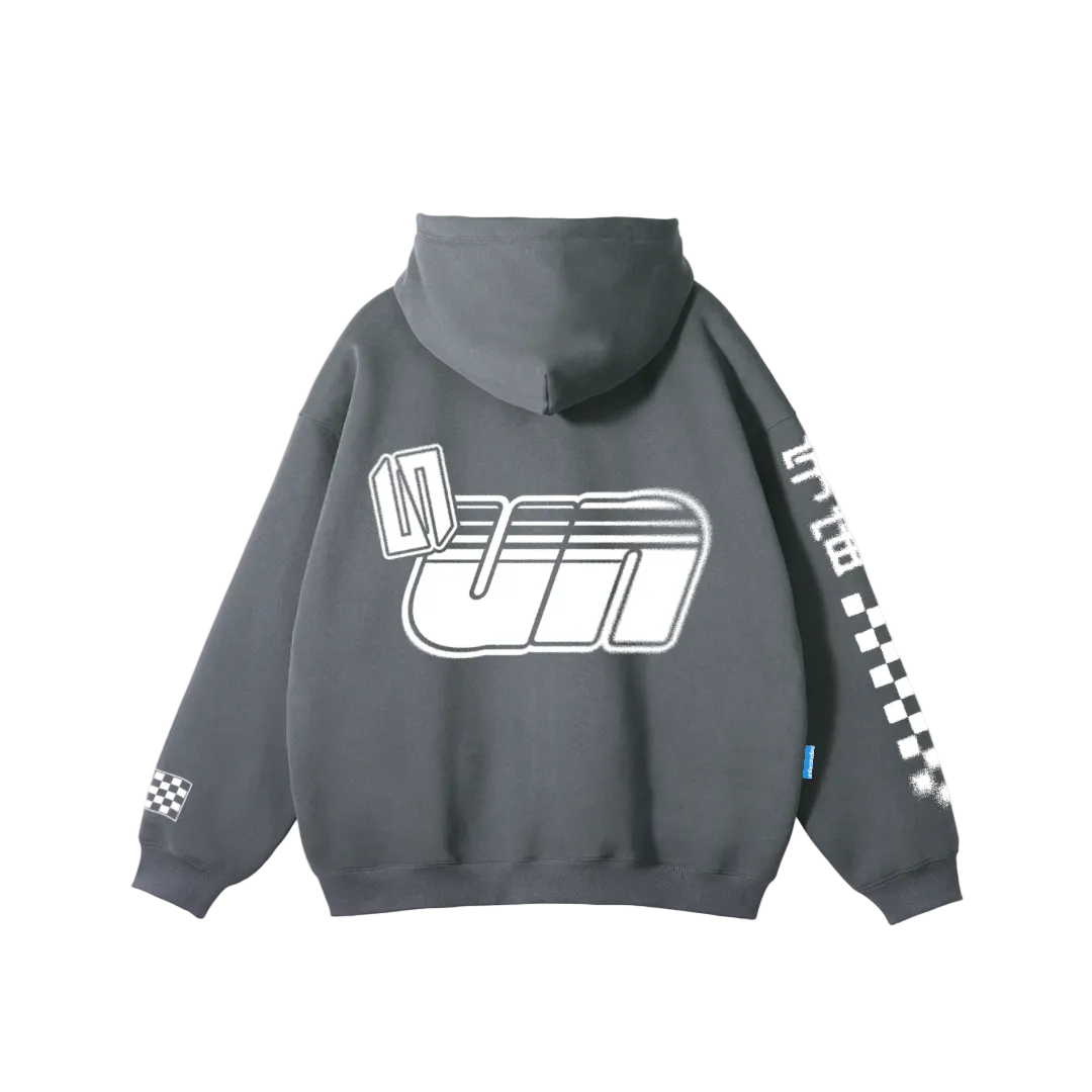 Stone grey oversized racer hoodie