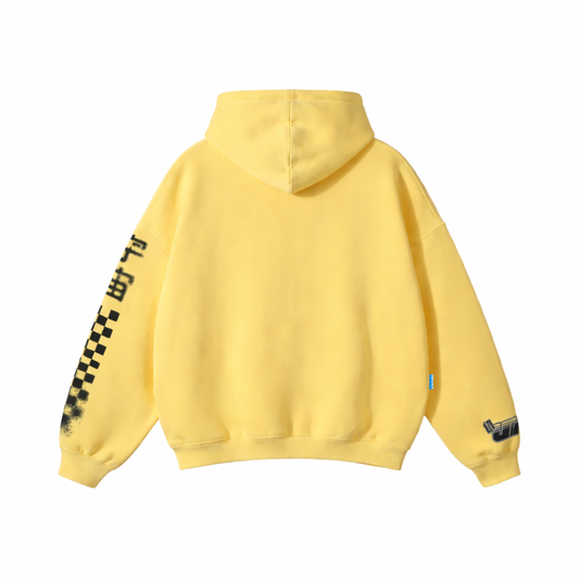 Yellow oversized racer hoodie