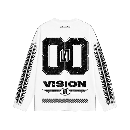 White long sleeve racer tee
