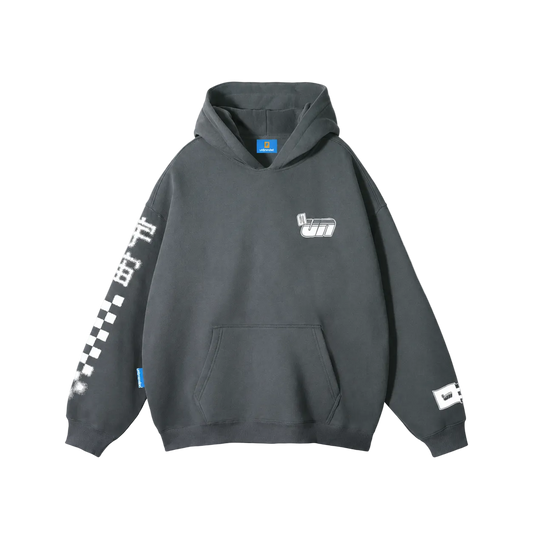 Stone grey oversized racer hoodie