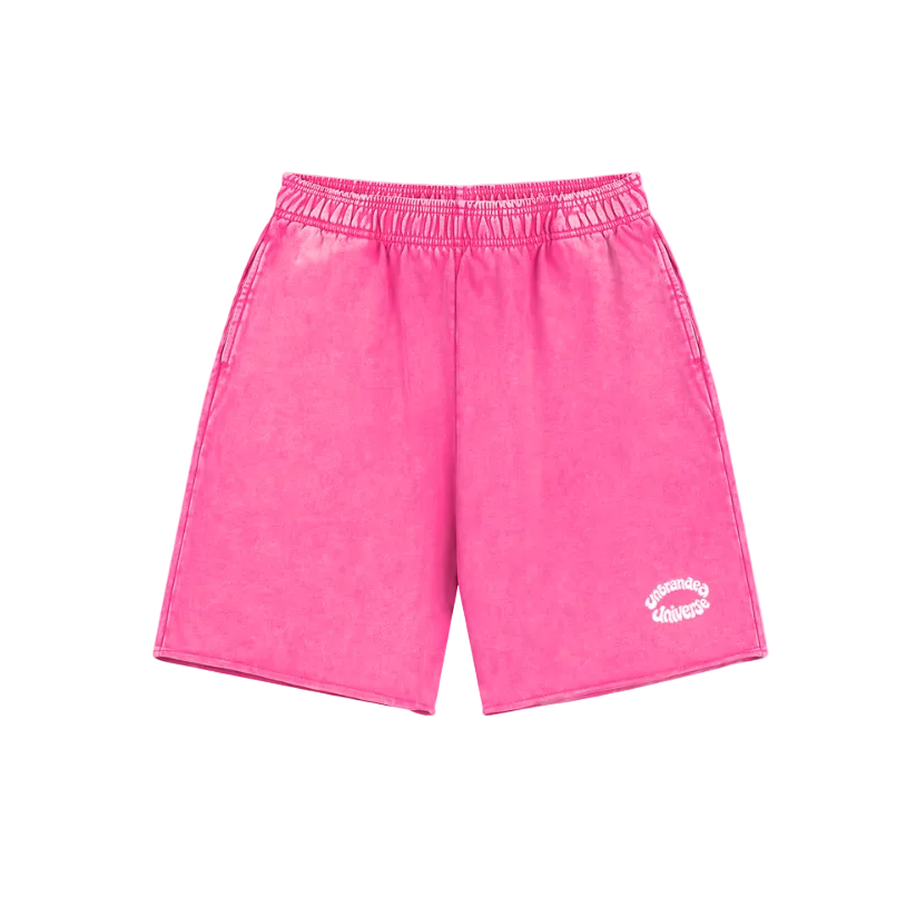 Pink universe wash shorts